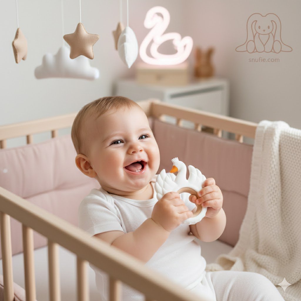 LittleMy |Zacht en hard | Swan Wood & Silicone  WIT