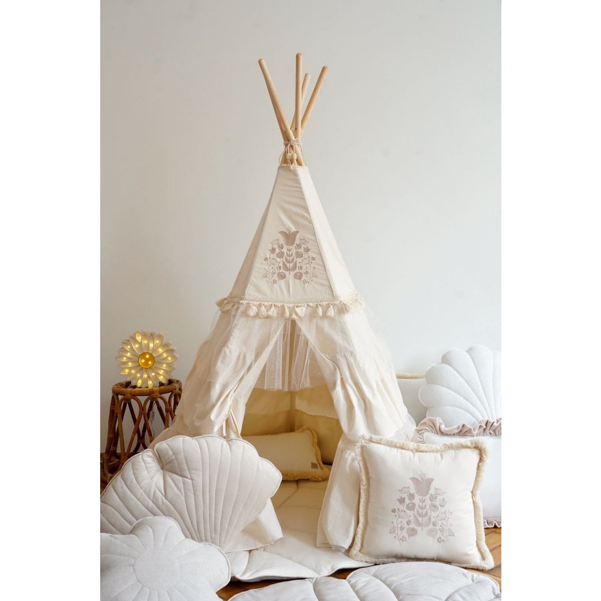 LittleMy |Tipi-tent "Boho" met ruches en borduursels