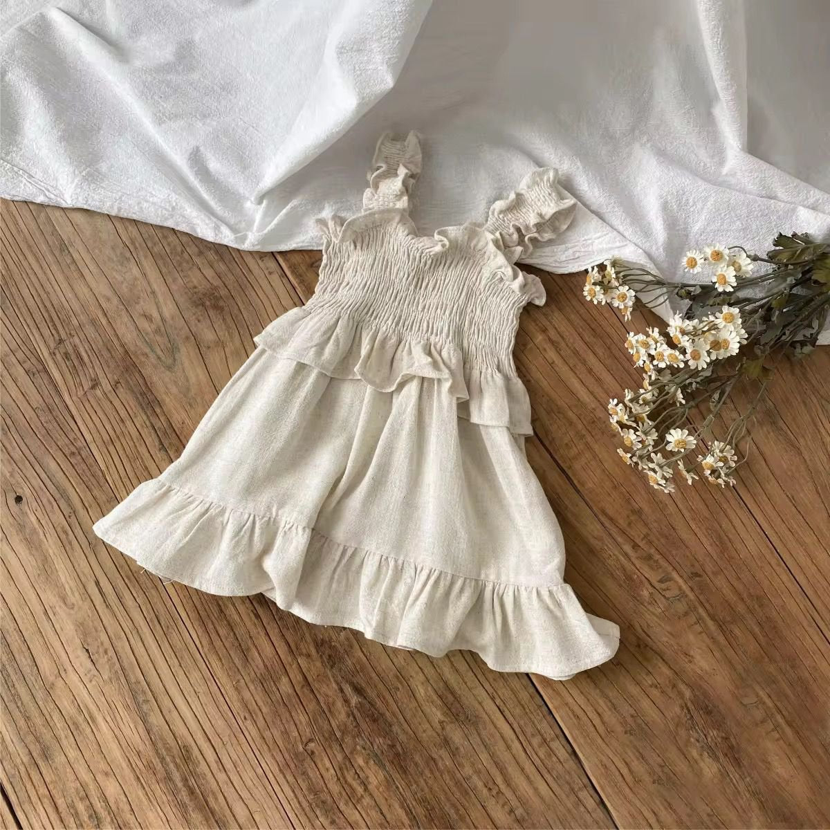 LittleMy |Raya gesmokte jurk met ruches en bandjes