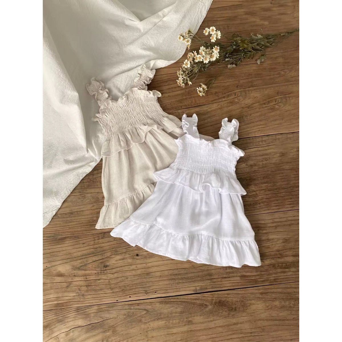 LittleMy |Raya gesmokte jurk met ruches en bandjes