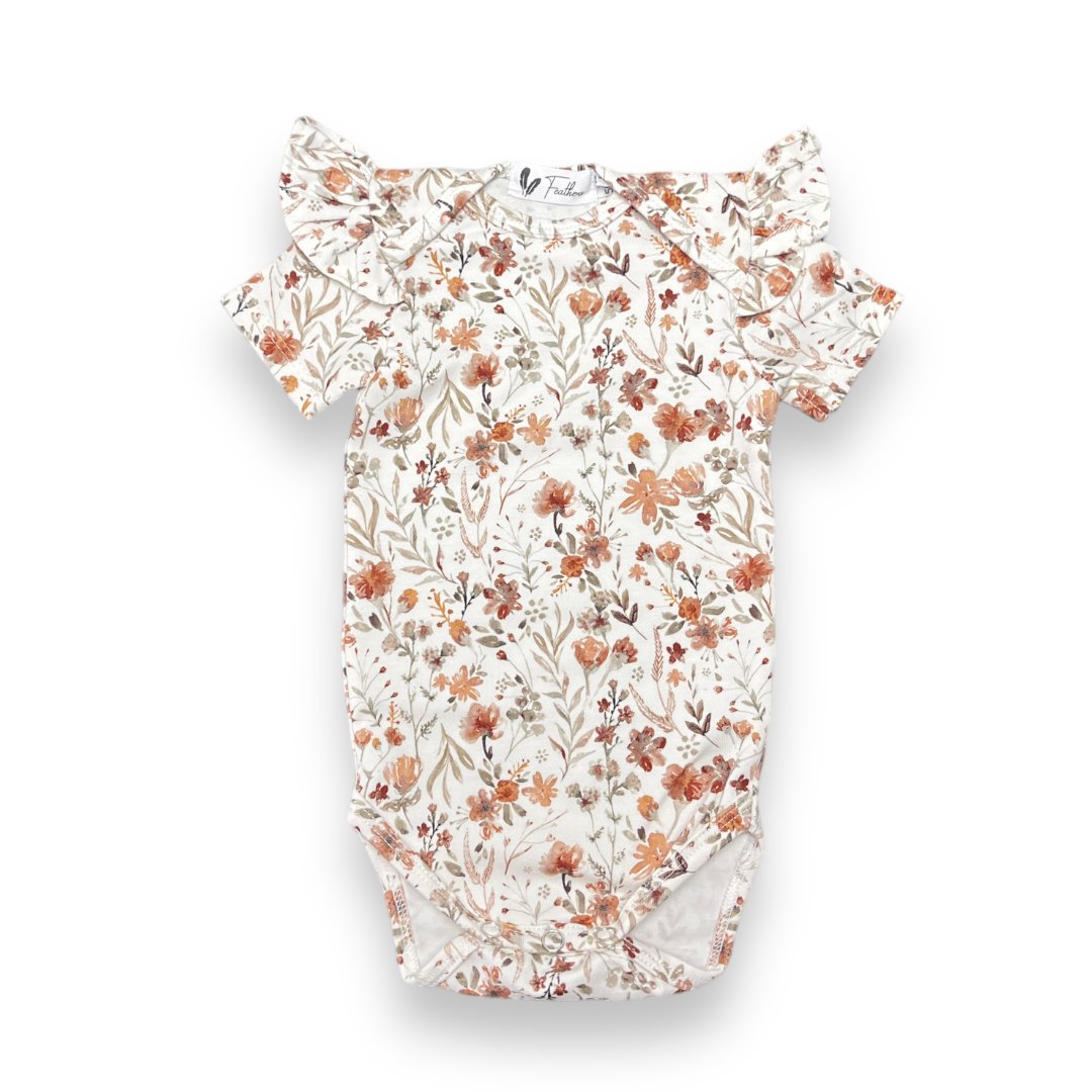 LittleMy™ |Rompertje korte mouw ruffle water flower